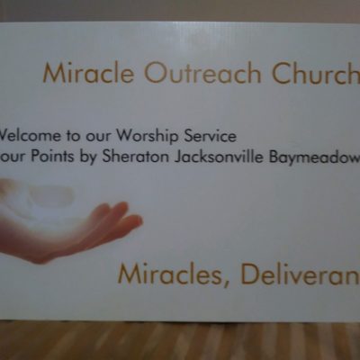Church presentation slide welcoming attendees to a service on miracles.