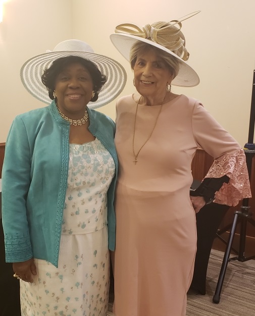 Two women in church attire